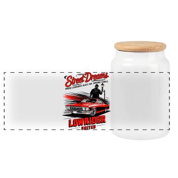 Lowrider Auto - Panoramic Cookie Jar with Wooden Lid - white - Front