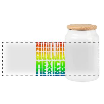 Guadalajara Mexiko Regenbogen Design - Panorama Keksdose mit Holzdeckel - Weiß - Vorne