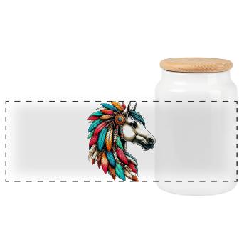 Cheval amérindien Redskin d’Amérique - Boîte à biscuits avec couvercle en bois - blanc - Devant
