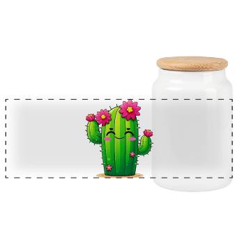 Cactus - Boîte à biscuits avec couvercle en bois - blanc - Devant