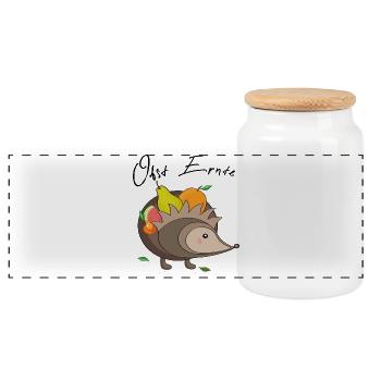 Récolte de fruits Hérisson - Boîte à biscuits avec couvercle en bois - blanc - Devant