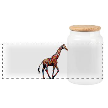 Giraffe - Panorama Keksdose mit Holzdeckel - Weiß - Vorne