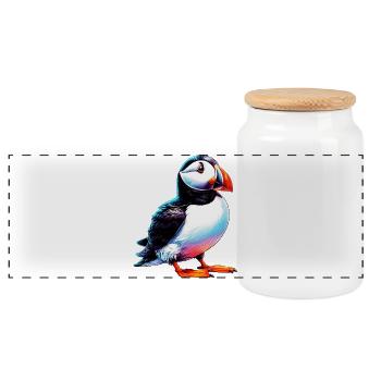 Puffin - Panoramic Cookie Jar with Wooden Lid - white - Front