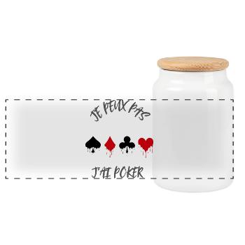 Je peux pas jai poker — Cœur et Pique - Boîte à biscuits avec couvercle en bois - blanc - Devant