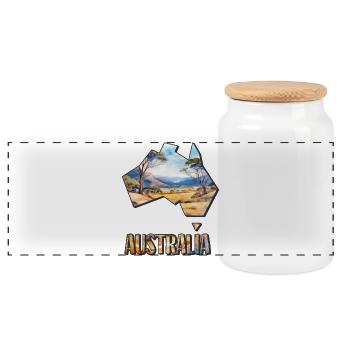 Aquarell Landkarte Australien - Panorama Keksdose mit Holzdeckel - Weiß - Vorne