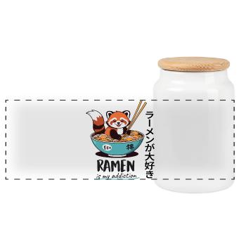 Mignon panda roux dans un bol de ramen - Boîte à biscuits avec couvercle en bois - blanc - Devant