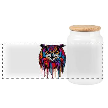 Hibou - Boîte à biscuits avec couvercle en bois - blanc - Devant