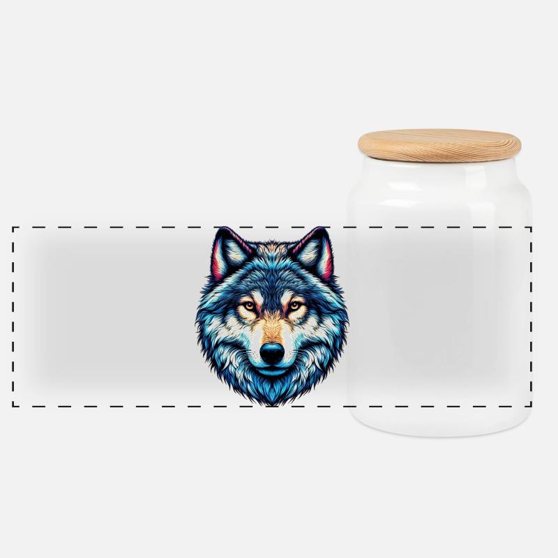 Wolf - Panorama Keksdose mit Holzdeckel - Weiß