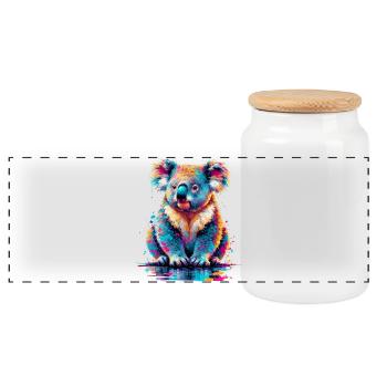 Koala - Panoramic Cookie Jar with Wooden Lid - white - Front