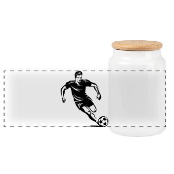 Garçon de football - Boîte à biscuits avec couvercle en bois - blanc - Devant