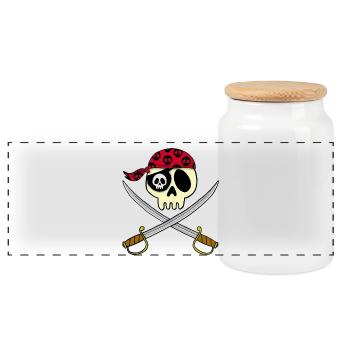 Tête de mort pirate - Boîte à biscuits avec couvercle en bois - blanc - Devant