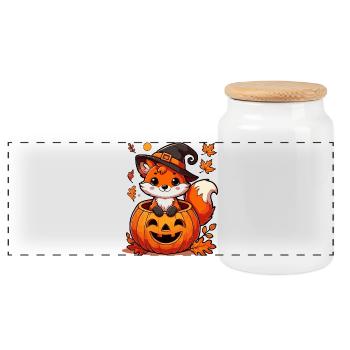 Halloween Fox in the Pumpkin: Sweet Scary Fun - Panoramic Cookie Jar with Wooden Lid - white - Front