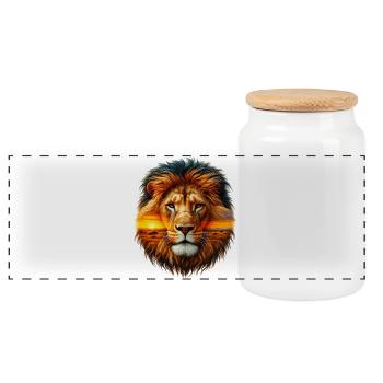 Lion - Boîte à biscuits avec couvercle en bois - blanc - Devant