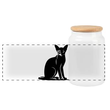 Abyssinian Cat - Panoramic Cookie Jar with Wooden Lid - white - Front