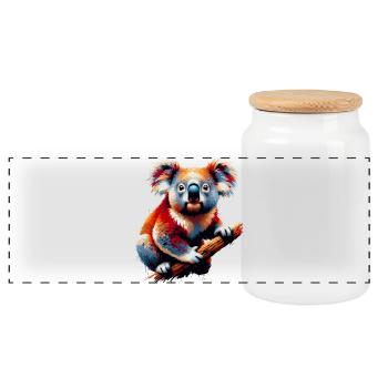 Koala - Panoramic Cookie Jar with Wooden Lid - white - Front