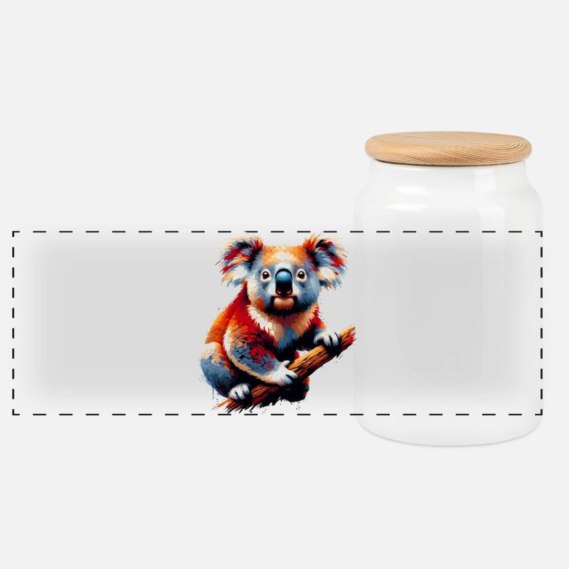 Koala - Panorama Keksdose mit Holzdeckel - Weiß