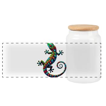Gecko - Boîte à biscuits avec couvercle en bois - blanc - Devant