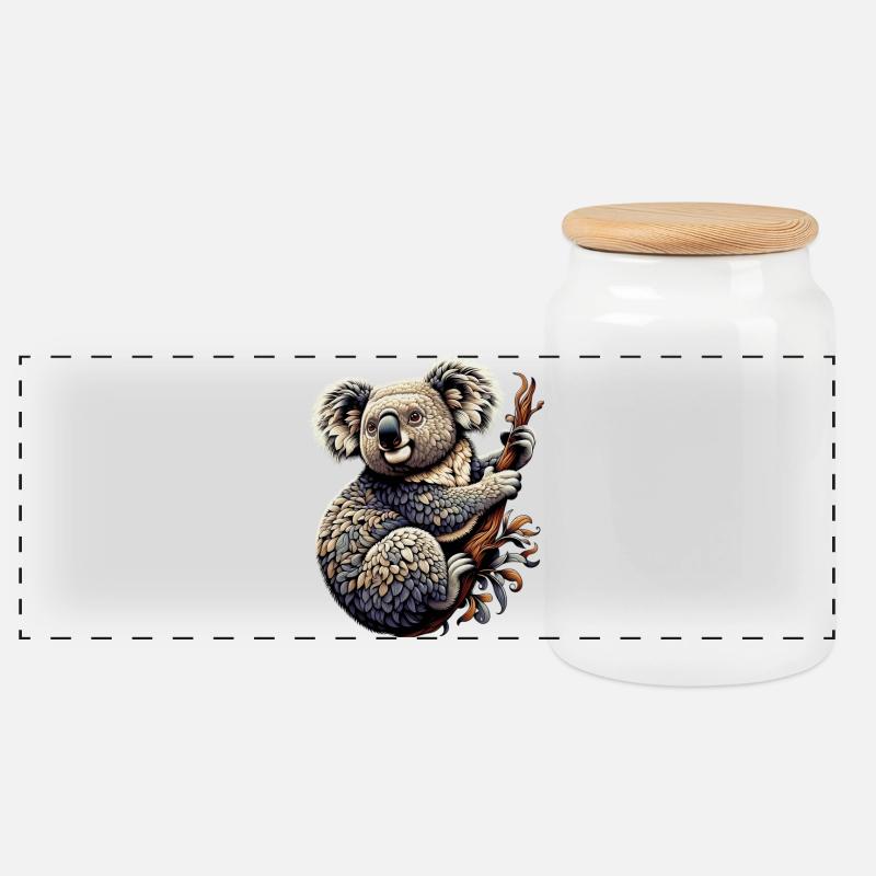 Koala - Panorama Keksdose mit Holzdeckel - Weiß