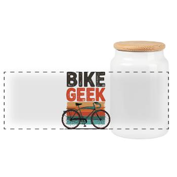 Bike Geek Retro Vibes - Boîte à biscuits avec couvercle en bois - blanc - Devant