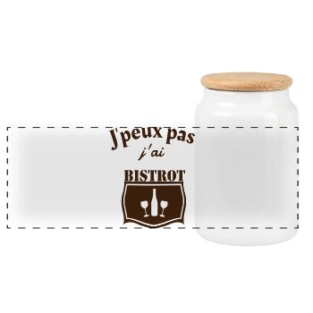 I can't I bistrot - Panoramic Cookie Jar with Wooden Lid - white - Front