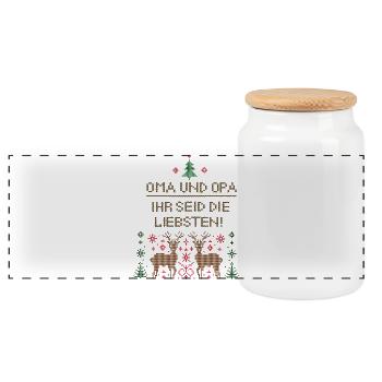 Oma und Opa ihr seid die Liebsten - Panorama Keksdose mit Holzdeckel - Weiß - Vorne