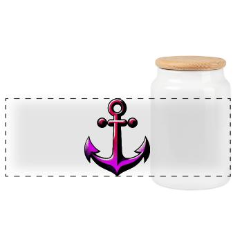 An Anchor - Panoramic Cookie Jar with Wooden Lid - white - Front