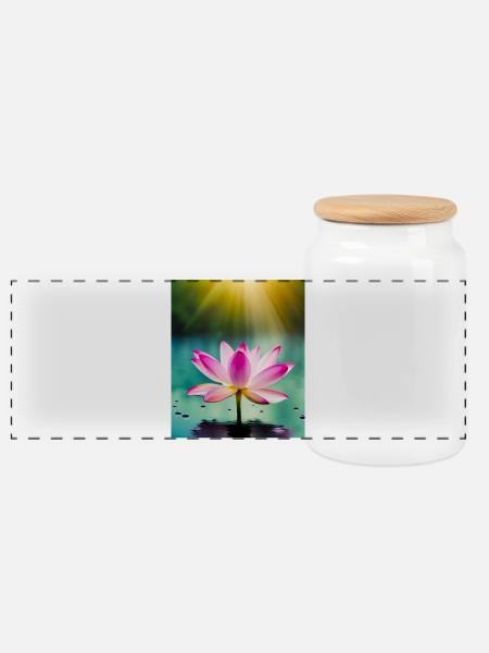 Lotus - Panorama Keksdose mit Holzdeckel - Weiß