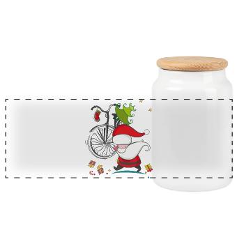 Weihnachtsmann im Stress - Panorama Keksdose mit Holzdeckel - Weiß - Vorne