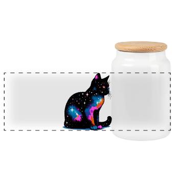 Chat - Boîte à biscuits avec couvercle en bois - blanc - Devant