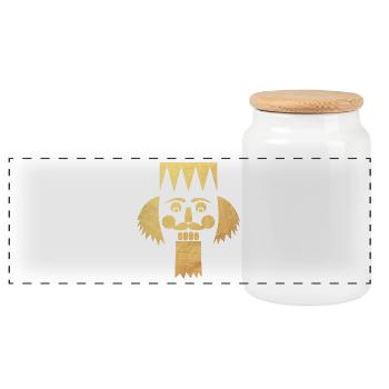 Nutcracker Gold Christmas Decoration Advent Xmas - Panoramic Cookie Jar with Wooden Lid - white - Front
