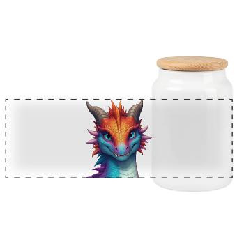 Vibrant Arcane Dragon - Panoramic Cookie Jar with Wooden Lid - white - Front