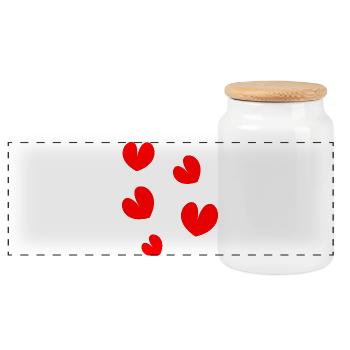 HEART. NOEL. CHRISTMAS. HEARTS. HEART. FATHER's DAY - Panoramic Cookie Jar with Wooden Lid - white - Front