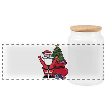 Frohe Weihnachten euch allen - Panorama Keksdose mit Holzdeckel - Weiß - Vorne