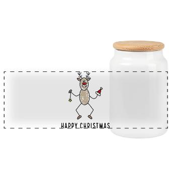 Joyeux Noël - Boîte à biscuits avec couvercle en bois - blanc - Devant