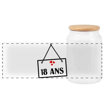 18. 18 YEARS OLD. 18th ANNIVERSARY. 18 BIRTHDAY. - Panoramic Cookie Jar with Wooden Lid - white - Front