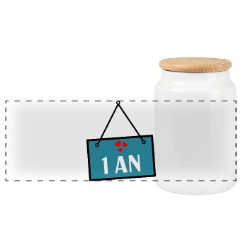 1. 1 Jahr. 1. JUBILÄUM. 1-JÄHRIGES JUBILÄUM - Panorama Keksdose mit Holzdeckel - Weiß - Vorne