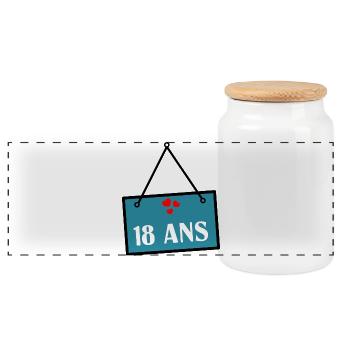 18. 18 YEARS OLD. 18th ANNIVERSARY. 18 BIRTHDAY. - Panoramic Cookie Jar with Wooden Lid - white - Front