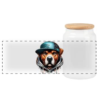 Hund - Panorama Keksdose mit Holzdeckel - Weiß - Vorne