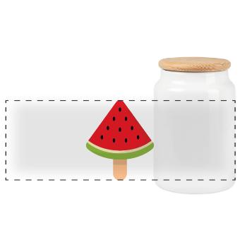 crème de pastèque - Boîte à biscuits avec couvercle en bois - blanc - Devant