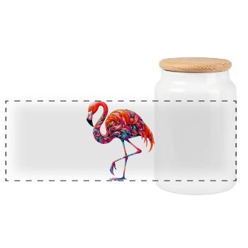 Flamingo - Panoramic Cookie Jar with Wooden Lid - white - Front