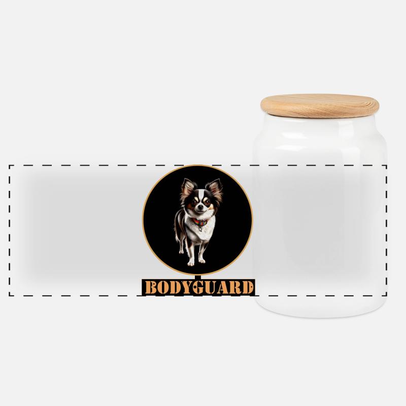 Bodyguard Chihuahua Circle - Panorama Keksdose mit Holzdeckel - Weiß