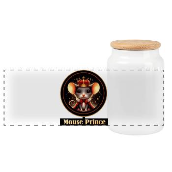 Mouse Prince King Magic - Panoramic Cookie Jar with Wooden Lid - white - Front