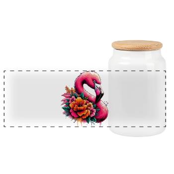 Flamant - Boîte à biscuits avec couvercle en bois - blanc - Devant