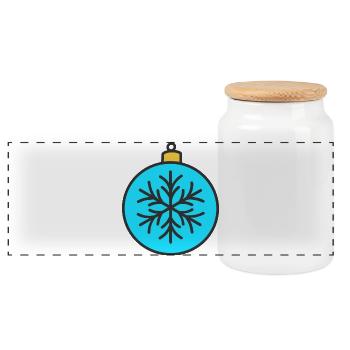 Bauble - Panoramic Cookie Jar with Wooden Lid - white - Front
