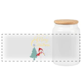 Maria Christmas - Panoramic Cookie Jar with Wooden Lid - white - Front