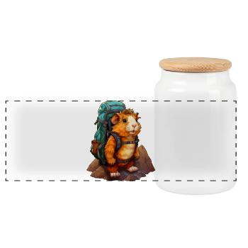 Cochon d’Inde Alpiniste / Randonnée Cochon d’Inde - Boîte à biscuits avec couvercle en bois - blanc - Devant