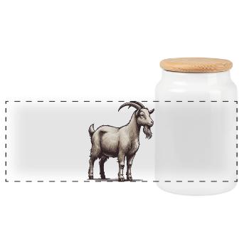 Chèvre - Boîte à biscuits avec couvercle en bois - blanc - Devant