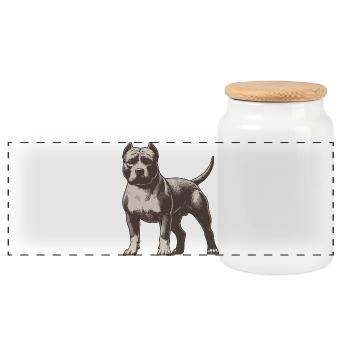 American Pitbull Terrier - Panorama Keksdose mit Holzdeckel - Weiß - Vorne