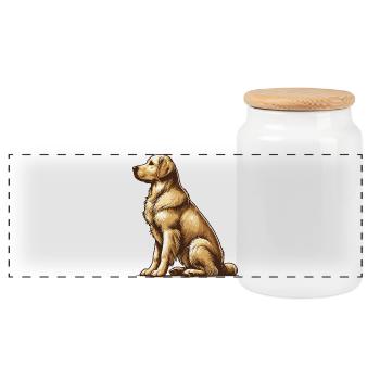 Golden Retriever - Panoramic Cookie Jar with Wooden Lid - white - Front
