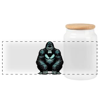 Gorilla - Panorama Keksdose mit Holzdeckel - Weiß - Vorne